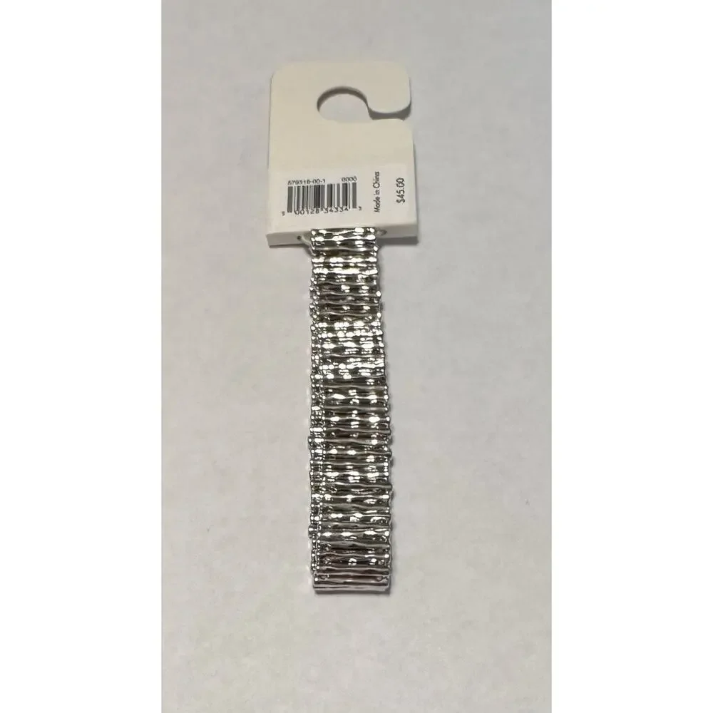 Banana Republic Silver Tone Metal Elastic Stretch Cuff Bracelet One Size NWT